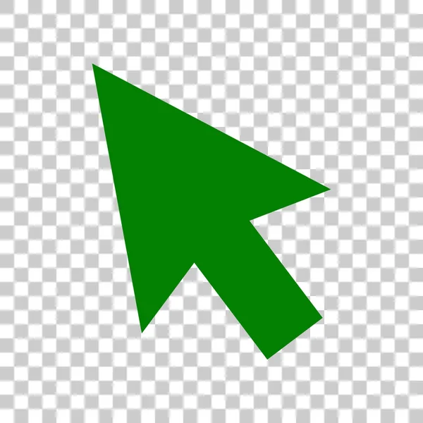 Nyíl jel illusztráció. Sötét zöld ikon-ra átlátszó háttér. — Stock Vector