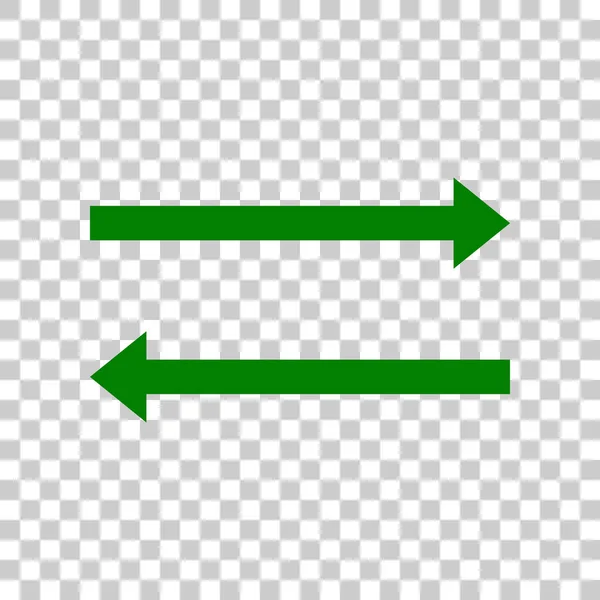 Flèche simple signe. Icône vert foncé sur fond transparent . — Image vectorielle