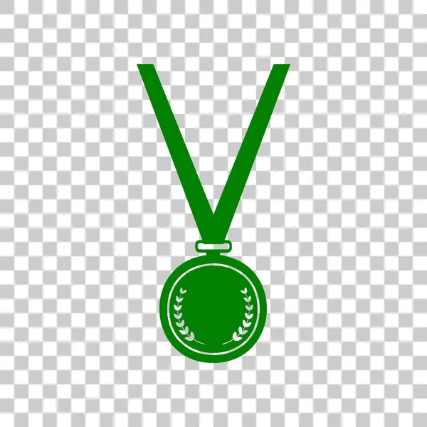 Medaille eenvoudige teken. Donker groen pictogram op transparante achtergrond. — Stockvector