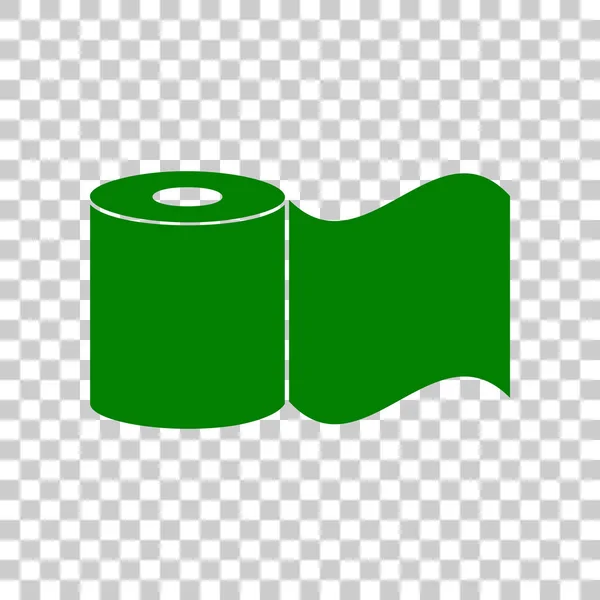 Segno carta igienica. Icona verde scuro su sfondo trasparente . — Vettoriale Stock