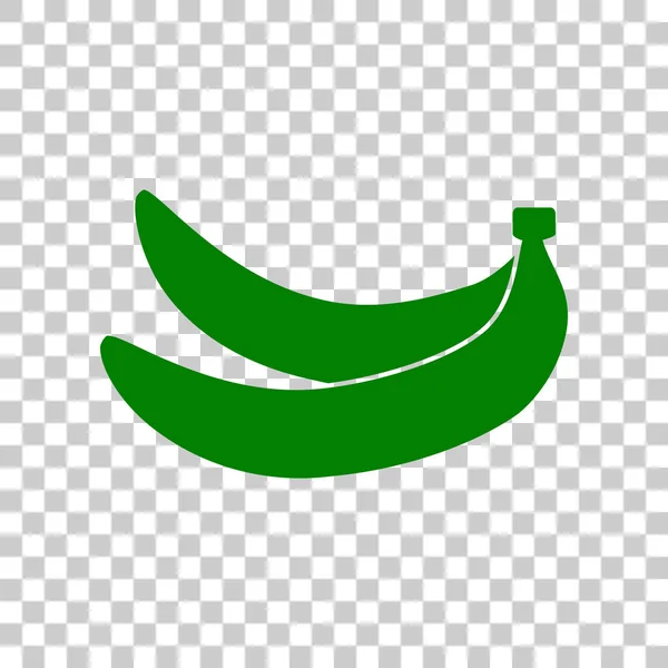 Banana simple signo. Icono verde oscuro sobre fondo transparente . — Archivo Imágenes Vectoriales