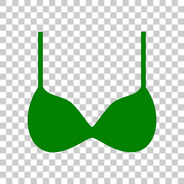 胸罩简单的符号。在透明背景上的暗绿色图标. — 图库矢量图片