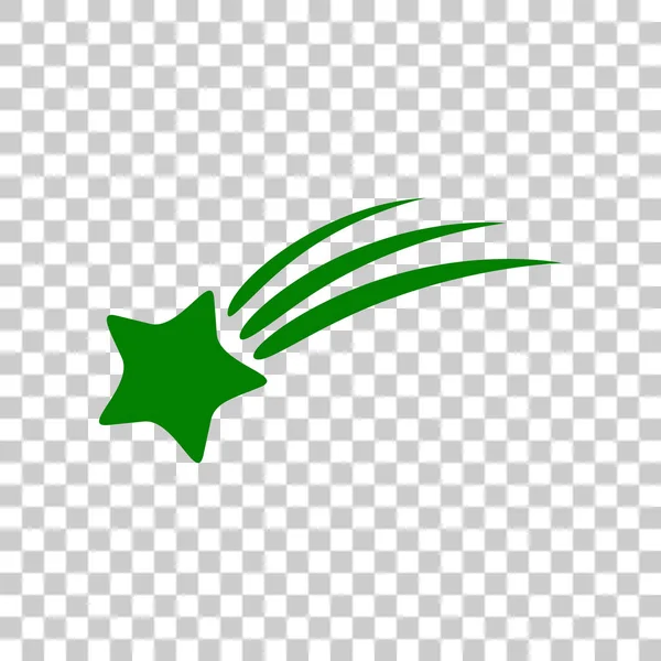 Signe d'étoile filante. Icône vert foncé sur fond transparent . — Image vectorielle