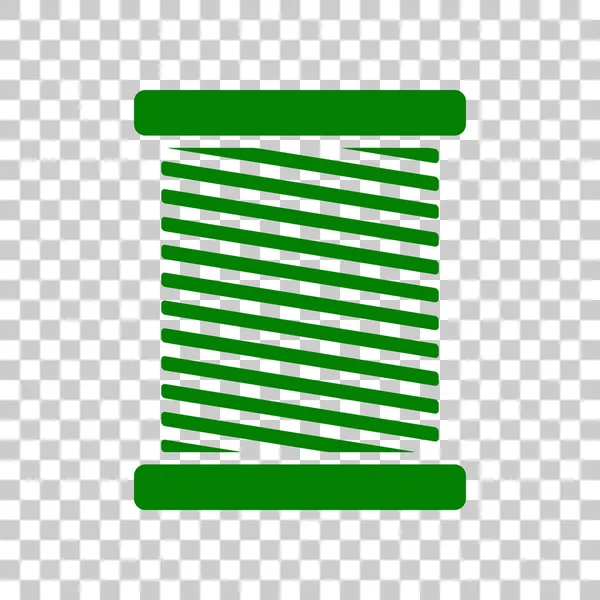 Thread sign illustration. Dark green icon on transparent background. — Stock Vector