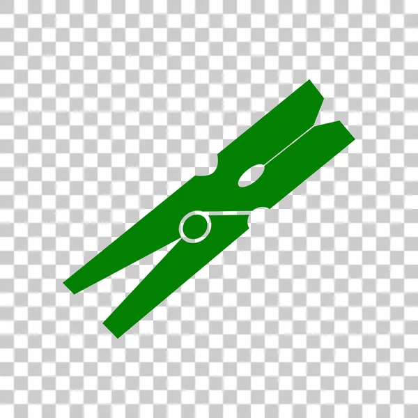 Kolíčkem znamení. Tmavě zelená ikona na průhledném pozadí. — Stockový vektor
