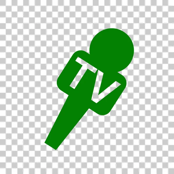 Illustration de panneau de microphone TV. Icône vert foncé sur fond transparent . — Image vectorielle