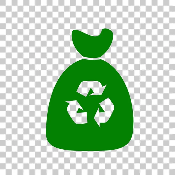 Icona del sacco della spazzatura. Icona verde scuro su sfondo trasparente . — Vettoriale Stock