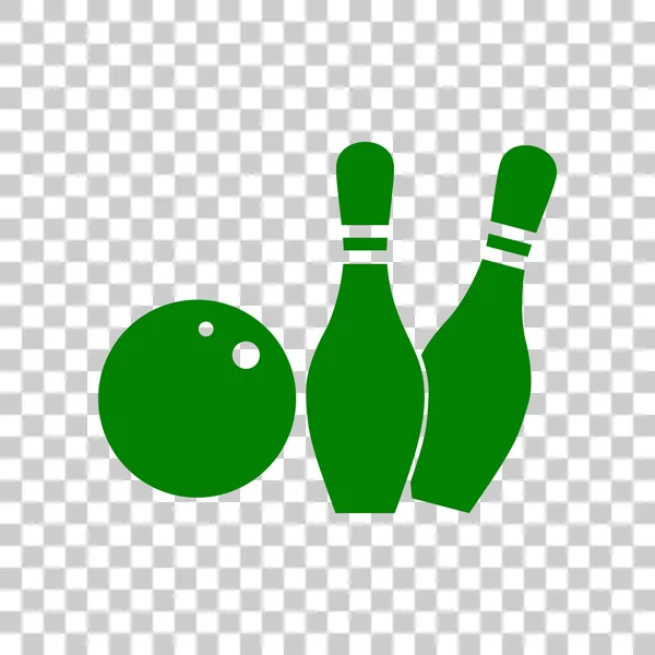 Bowling Zeichen Illustration. dunkelgrünes Symbol auf transparentem Hintergrund. — Stockvektor
