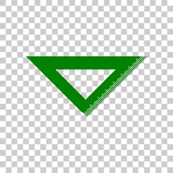 Liniaal teken illustratie. Donker groen pictogram op transparante achtergrond. — Stockvector
