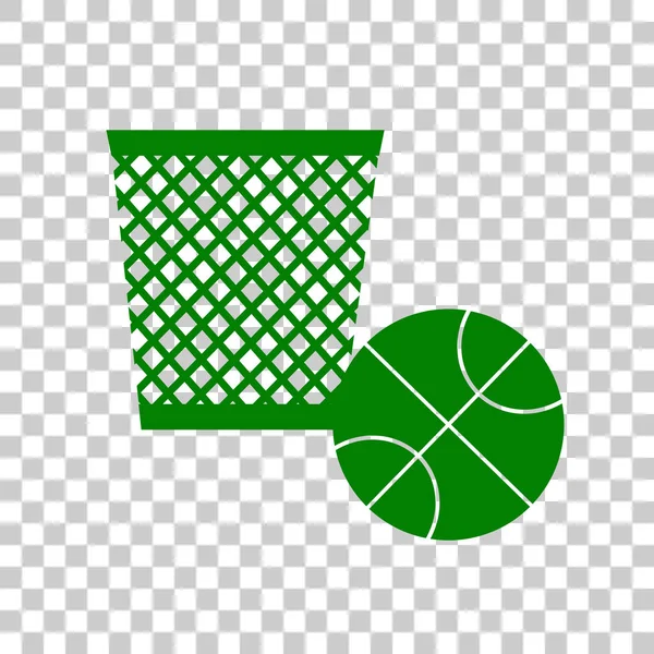 ゴミ箱の記号図。透明な背景に暗い緑色のアイコン. — ストックベクタ