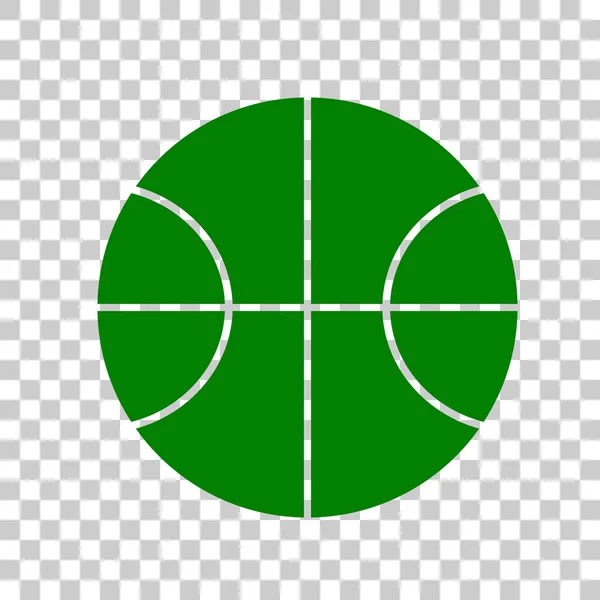 Απεικόνιση σημείου μπάλα μπάσκετ. Σκούρο πράσινο εικονίδιο σε διαφανές φόντο. — Διανυσματικό Αρχείο