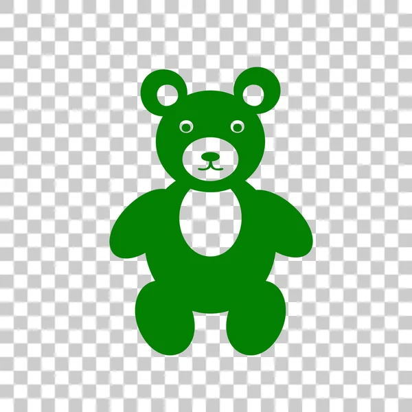 Teddy urso sinal ilustração. Ícone verde escuro no fundo transparente . —  Vetores de Stock