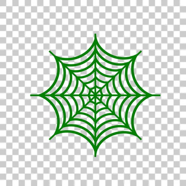 Spinne auf Web-Illustration. dunkelgrünes Symbol auf transparentem Hintergrund. — Stockvektor