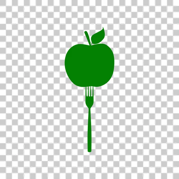 Ilustración de signo de comida vegetariana. Icono verde oscuro sobre fondo transparente . — Vector de stock