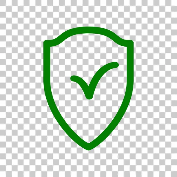 Shield sign as protection and insurance symbol Dark green icon on transparent background. — Stock Vector