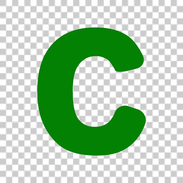 Шаблон шаблона подписи буквы С. Темно-зеленый значок на прозрачном фоне . — стоковый вектор