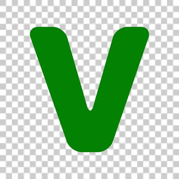 Písmeno V označení návrhu šablona prvek. Tmavě zelená ikona na průhledném pozadí. — Stockový vektor