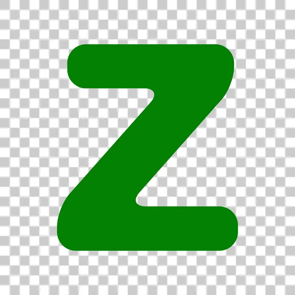 Letter Z teken ontwerpen element sjabloon. Donker groen pictogram op transparante achtergrond. — Stockvector