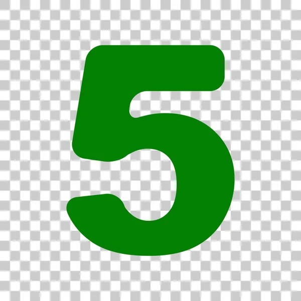 Number 5 sign design template element. Dark green icon on transparent background. — Stock Vector