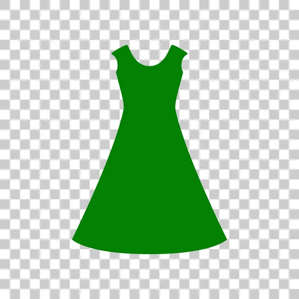 Belle robe longue signe Icône vert foncé sur fond transparent . — Image vectorielle