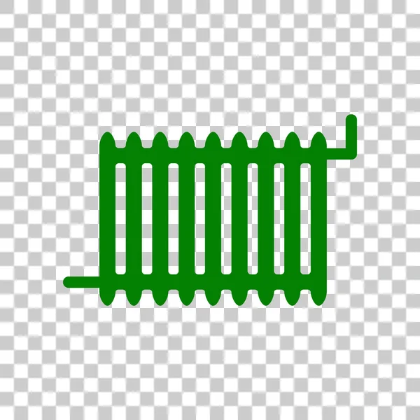 Radiator teken. Donker groen pictogram op transparante achtergrond. — Stockvector