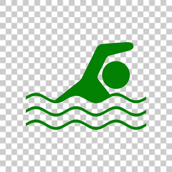Swimming water sport sign. Dark green icon on transparent background.