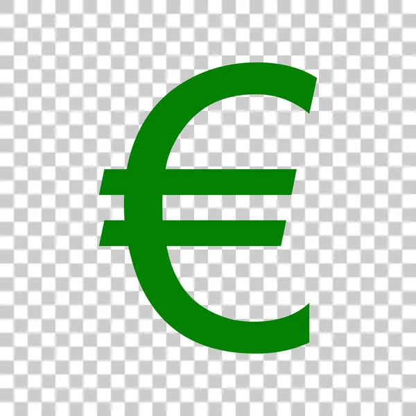 Euro-Zeichen. dunkelgrünes Symbol auf transparentem Hintergrund. — Stockvektor