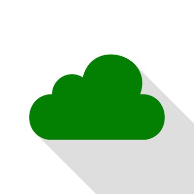 Bulut işareti illüstrasyon. Yeşil simge düz stil gölge yolu ile.