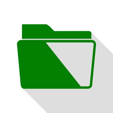 Klasör işareti illüstrasyon. Yeşil simge düz stil gölge yolu ile.