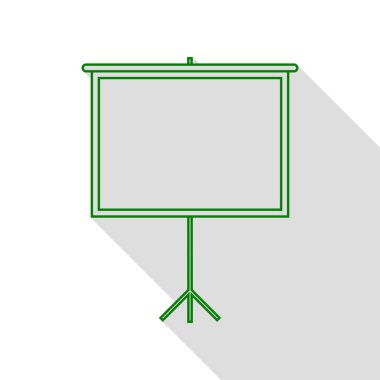 Boş projeksiyon perdesi. Yeşil simge düz stil gölge yolu ile.