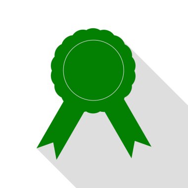 Etiket işareti kurdeleler. Yeşil simge düz stil gölge yolu ile.