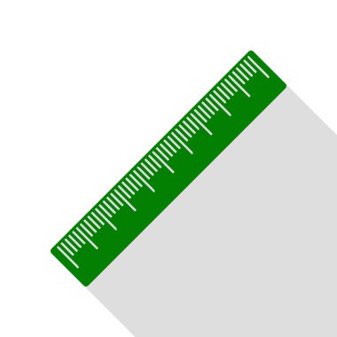 Santimetre cetvel işareti. Yeşil simge düz stil gölge yolu ile.