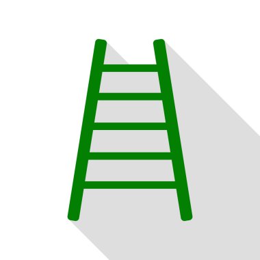 Merdiven işareti illüstrasyon. Yeşil simge düz stil gölge yolu ile.