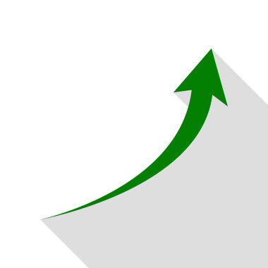 Ok işareti büyüyen. Yeşil simge düz stil gölge yolu ile.