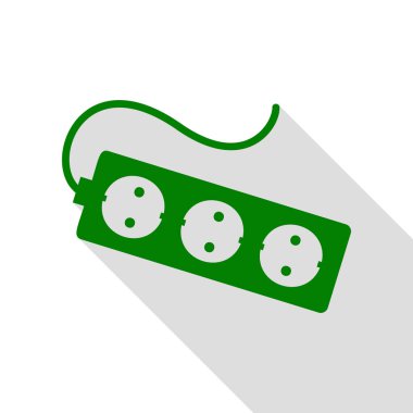 Elektrik uzatma işareti takın. Yeşil simge düz stil gölge yolu ile.