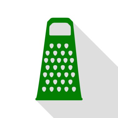 Peynir rende işareti. Yeşil simge düz stil gölge yolu ile.