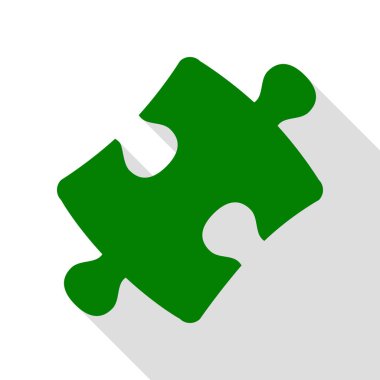 Parça işareti bulmaca. Yeşil simge düz stil gölge yolu ile.