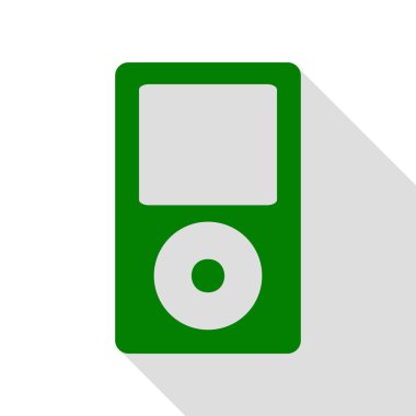 Taşınabilir müzik cihazı. Yeşil simge düz stil gölge yolu ile.