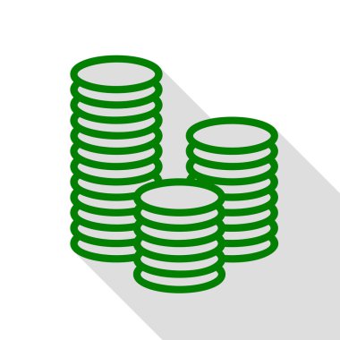 Para işareti illüstrasyon. Yeşil simge düz stil gölge yolu ile.