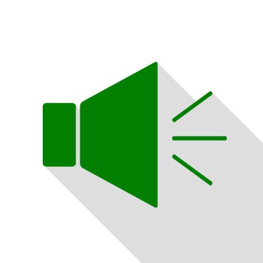 Ses işareti illüstrasyon sessiz işareti ile. Yeşil simge düz stil gölge yolu ile.