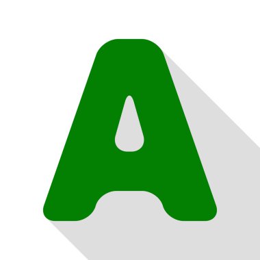 Harf A sign şablon öğesi tasarım. Yeşil simge düz stil gölge yolu ile.