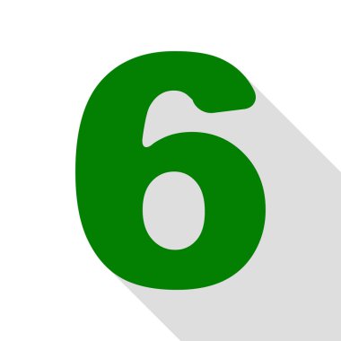 6 numaralı işaret tasarım şablonu öğesi. Yeşil simge düz stil gölge yolu ile.