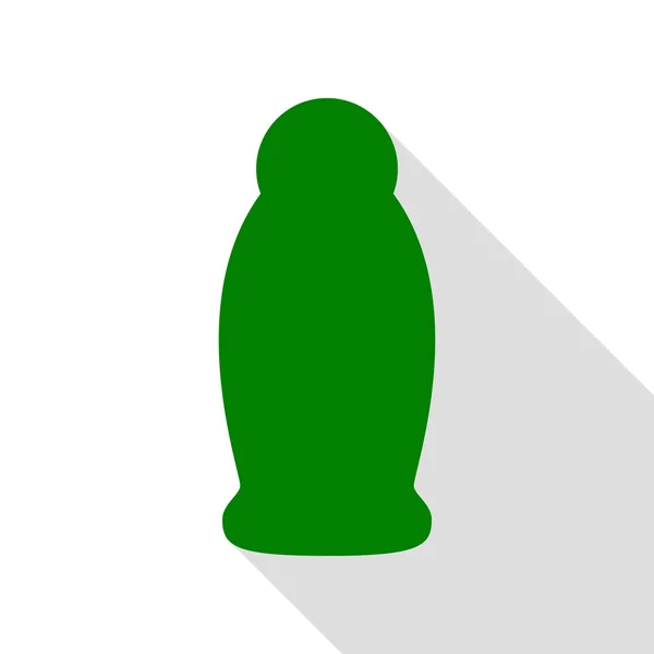 Jel, köpük veya sıvı sabun. Dağıtıcı plastik şişe pompa siluet. Yeşil simge düz stil gölge yolu ile. — Stok Vektör
