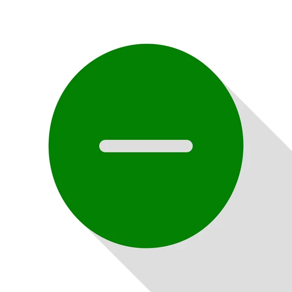 Illustrazione negativa del simbolo. Meno il segno. Icona verde con percorso ombra in stile piatto . — Vettoriale Stock