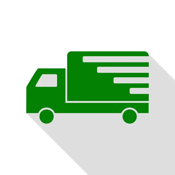 Ilustração do sinal de entrega. Ícone verde com estilo plano sombra caminho . —  Vetores de Stock