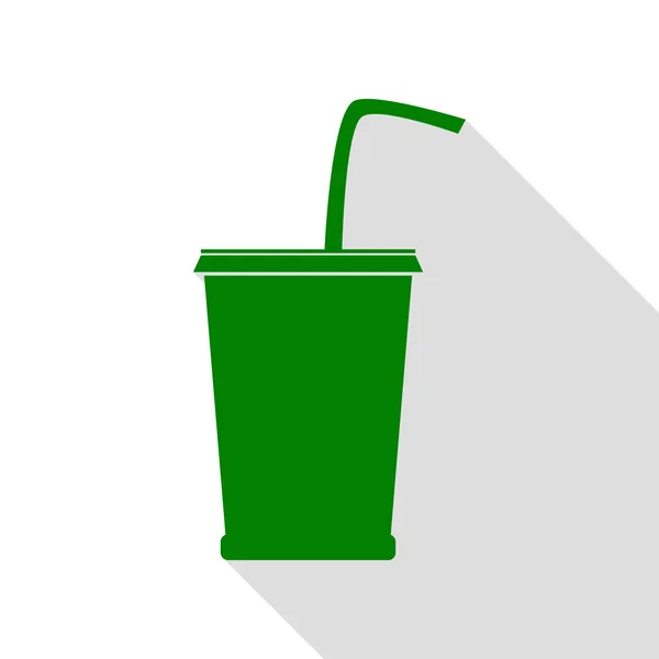 Drink teken illustratie. Groen pictogram met vlakke stijl schaduw pad. — Stockvector