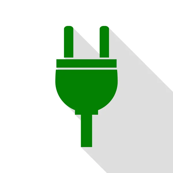 ソケットの記号の図。フラット スタイルのシャドウのパスと緑色のアイコン. — ストックベクタ