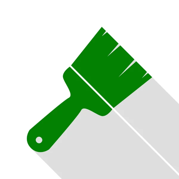 Illustrazione segno pennello. Icona verde con percorso ombra in stile piatto . — Vettoriale Stock