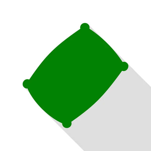 Signo de almohada ilustración. Icono verde con camino de sombra de estilo plano . — Vector de stock