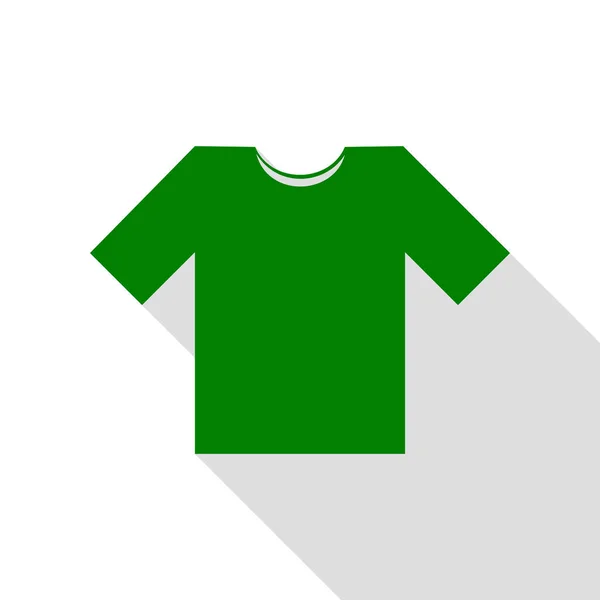 T-shirt işareti illüstrasyon. Yeşil simge düz stil gölge yolu ile. — Stok Vektör